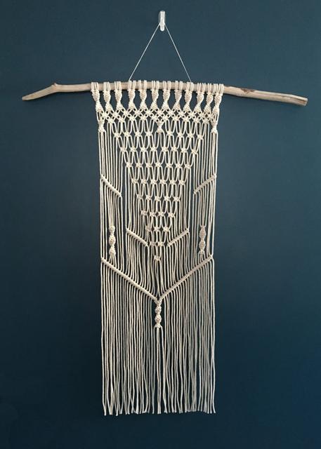Large Symmetrical Macrame Wall Hanging on Natural Driftwood
