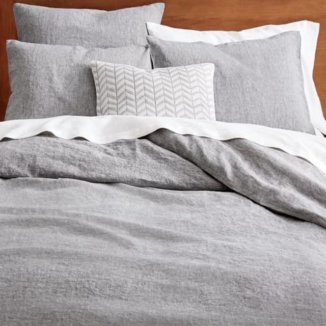 Belgian Flax Linen Melange Duvet Cover + Shams – Slate