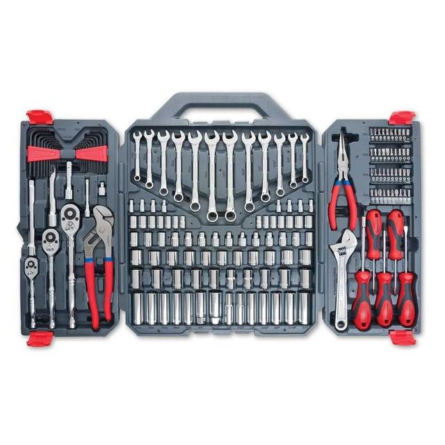 1/4 in., 3/8 in. and 1/2 in. Drive 6 and 12 Point SAE/Metric Mechanics Tool Set (170-Piece)
