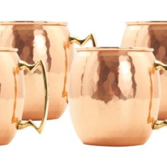 Old Dutch 16-Ounce Solid Copper Hammered Moscow Mule Mug, Set of 4