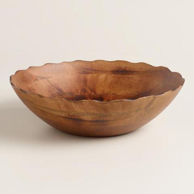 Mango Wood Scalloped Salad Bowl- World Market