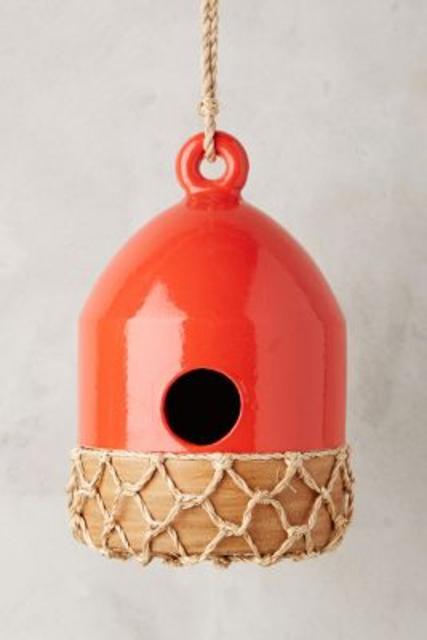 Ceramic Buoy Birdhouse: Red- Anthropologie