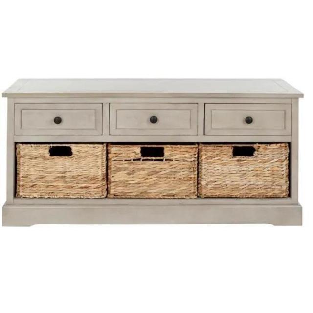 Damien 3-Drawer Wood Storage Unit in Vintage Grey