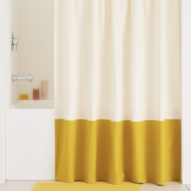 Colorblock Canvas Shower Curtain with Liner