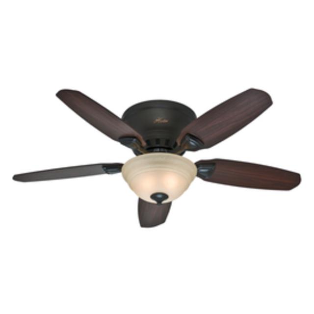 Hunter Louden 46-in Premier Bronze Flush Mount Indoor Ceiling Fan with Light Kit