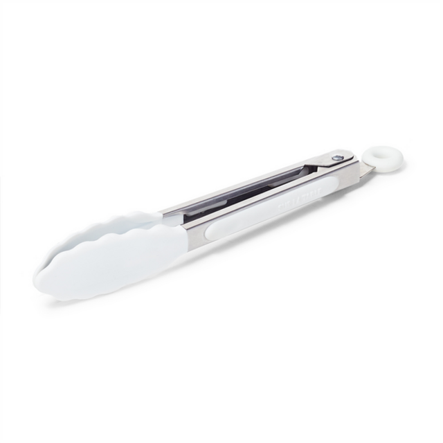 Sur La Table Silicone-Tipped Tongs, 7" White