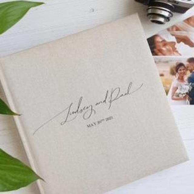 Cream Linen Wedding Photo Album- Leigh & Tyler- November 5th 2022