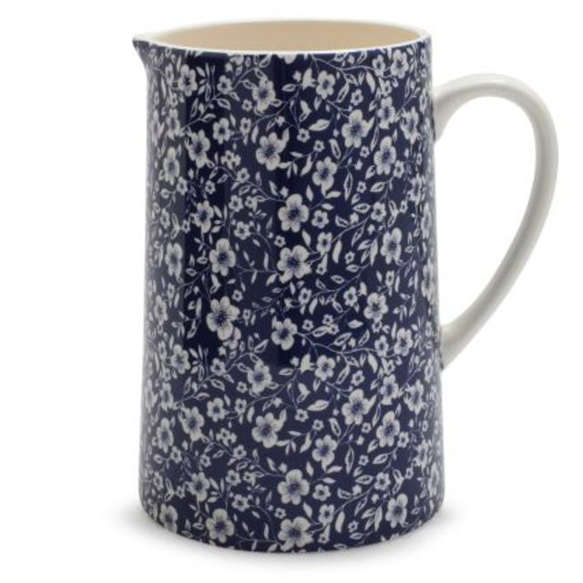 Antique Floral Blue Pitcher