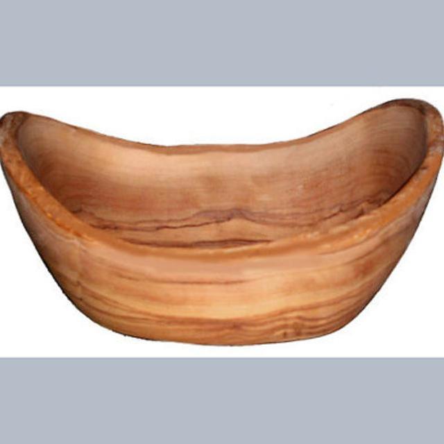 Olive Wood Rustic Fruit Bowl (Boat-Shaped)