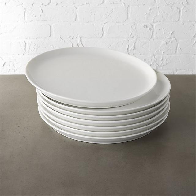 set of 8 contact white dinner plates