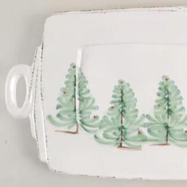 Christmas Dinnerware: 16" Rectangular Handled Serving Platter