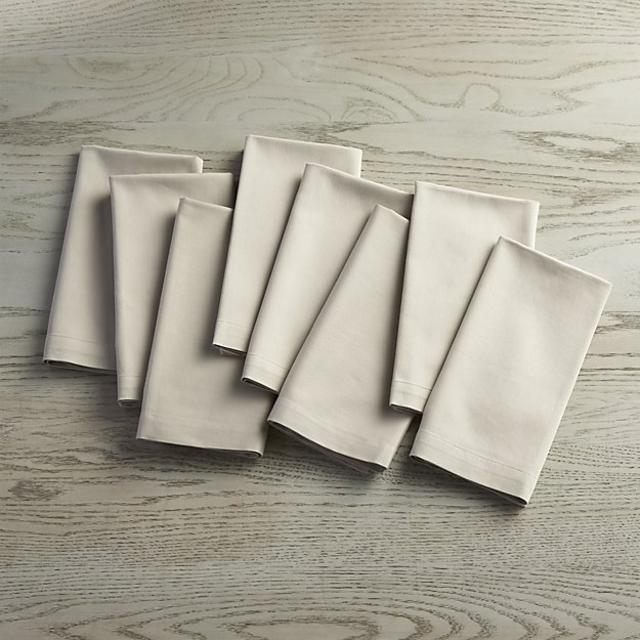 Set of 8 Fete Dove Grey Cloth Napkins