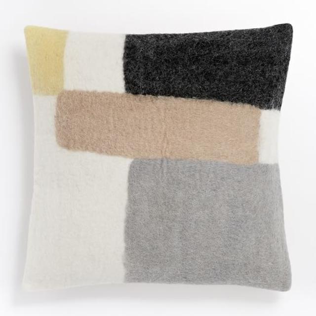 Felt Colorblock Pillow Cover - Citrus Yellow