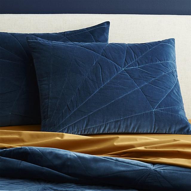set of 2 vail navy velvet standard shams