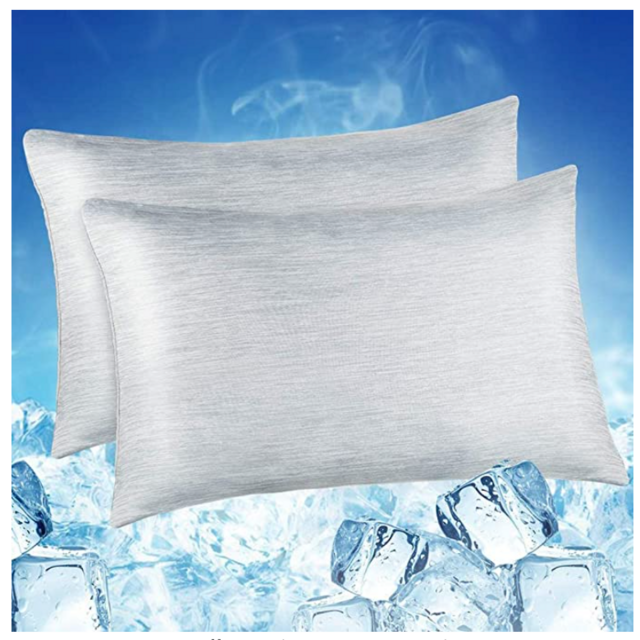 LUXEAR Cooling Pillowcases, 2 Pack Arc-Chill Cool Pillowcases with Double-Side Design [Cooling & Cotton Fiber], Anti-Static, Skin-Friendly, Machine Washable Hidden Zipper Pillow Cases (20x26'')-Gray