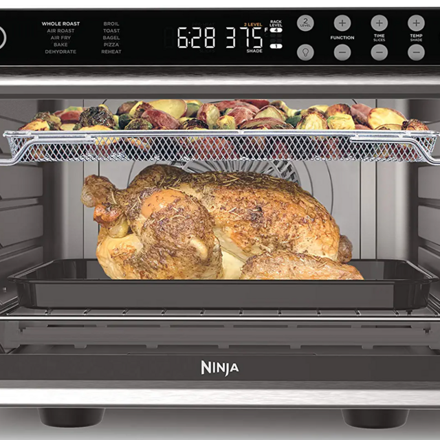 Ninja DT201 Foodi 10-in-1 XL Pro Air Fry Digital Countertop Convection Toaster Oven with Dehydrate and Reheat, 1800 Watts, Stainless Steel Finish