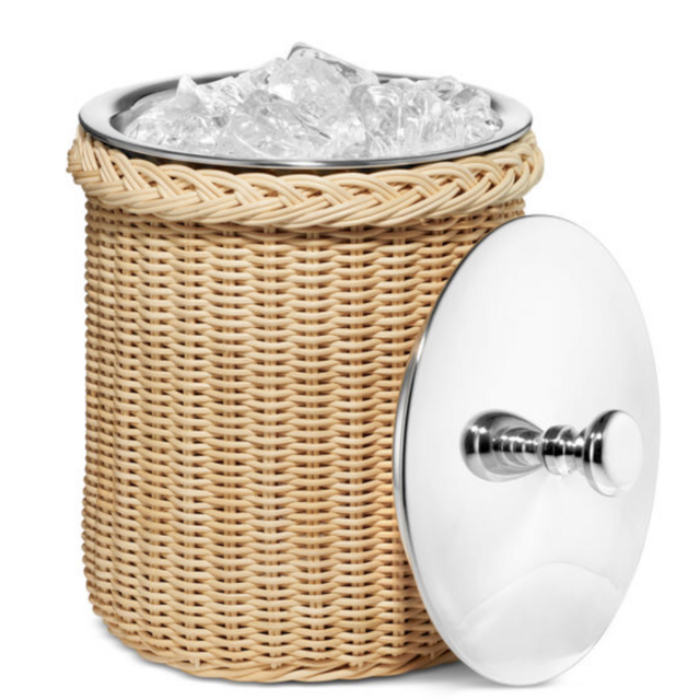 Freya Wicker Ice Bucket with Ice Tongs