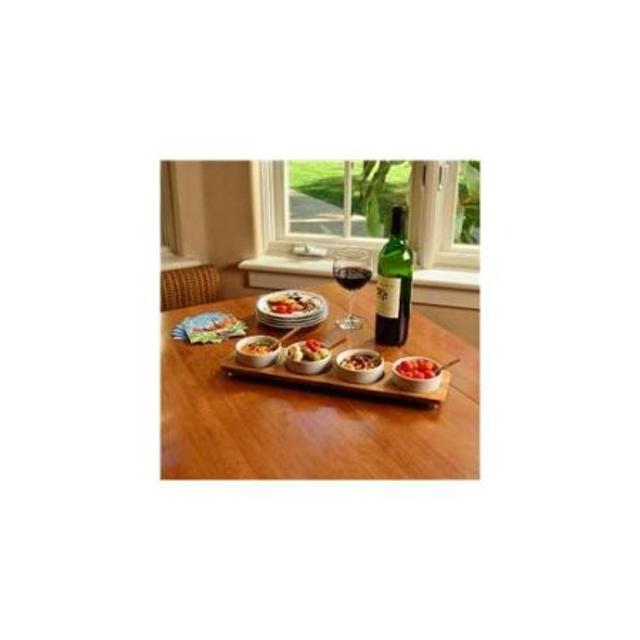 Picnic at Ascot CB27 Four Bowl in Line Serving Platter-Bamboo