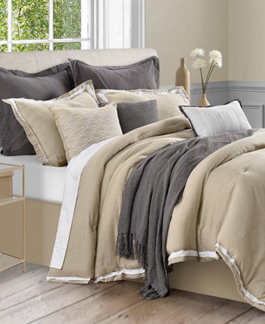 Stafford 10-Pc. Cotton/Linen King Comforter Set