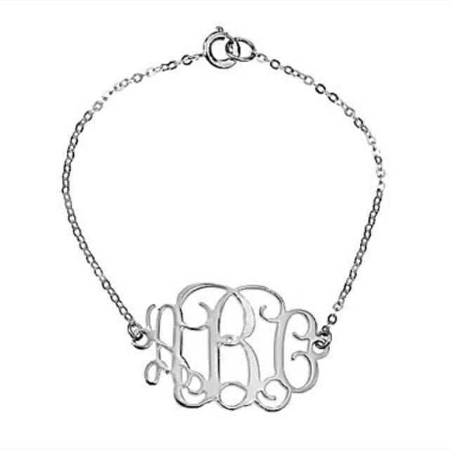 Silver Monogram Bracelet - Personalized Monogram - Sterling Silver