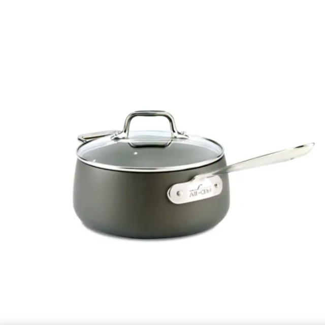 HA1 Hard Anodized Nonstick Cookware, Sauce Pan with lid, 3.5 quart