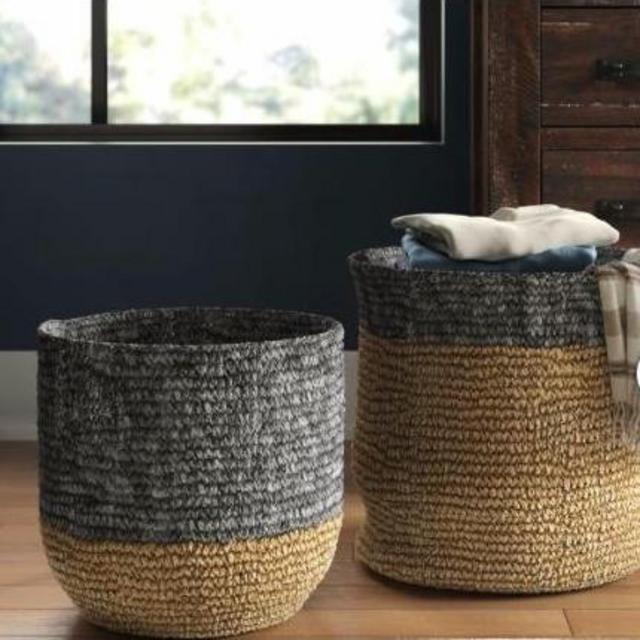 Seagrass two piece wicker basket set