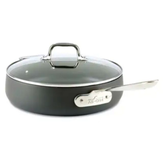 HA1 Hard Anodized Nonstick Cookware, Saute Pan with lid, 4 quart