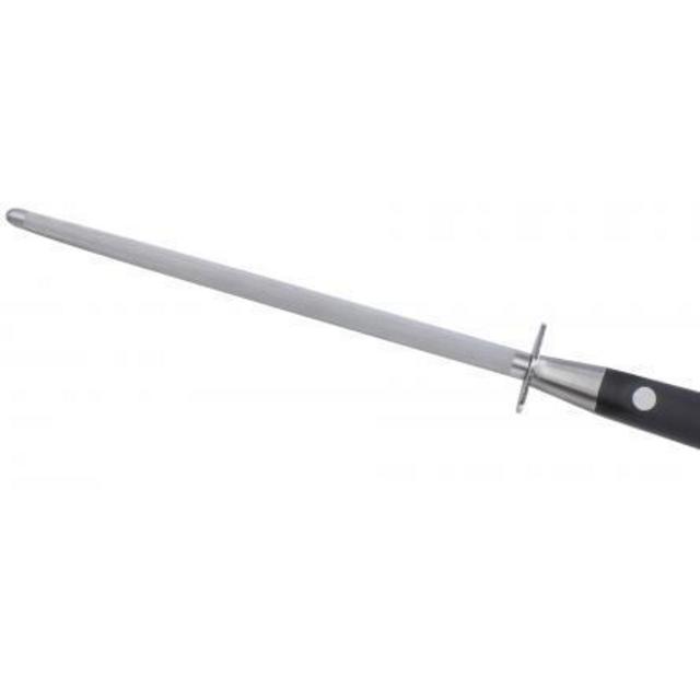Sharpening Steel 8 in, Forged Base - Black Plastic - Brass Rivets Sabatier - CARBFF20RPOL