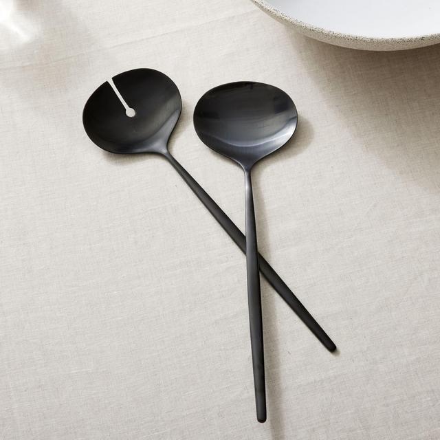 Sidney Stainless Steel Serving Utensils (Set of 2, Black)