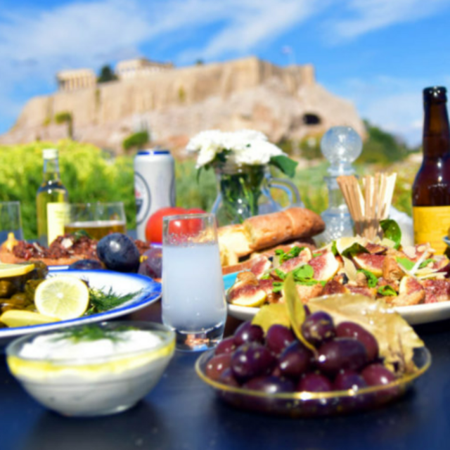 Traditional Greek Dinner overlooking Acropolis in Athens