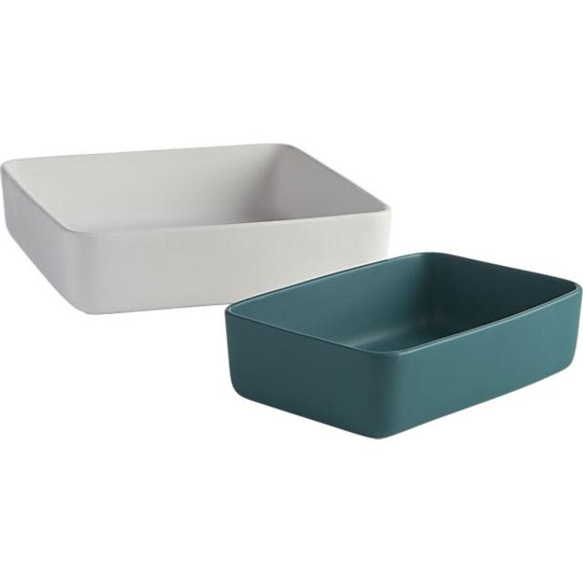 matte evergreen and matte white servers-bakers