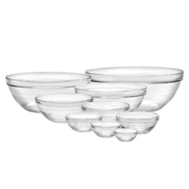 Duralex Lys Stackable Clear Bowl, 9-piece set
