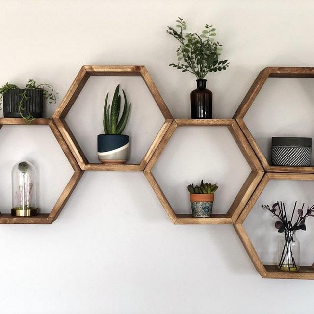 FREE SHIPPING - 5 Set Handmade Hexagon Shelves - Floating Shelves
