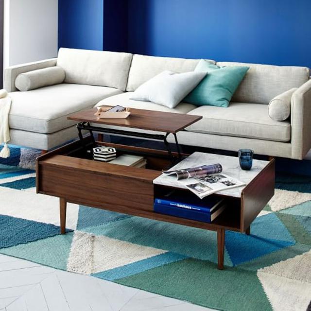 Mid-Century Pop-Up Storage Coffee Table