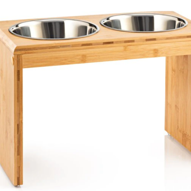 Pawfect Pets Elevated Feeder Raised Dog Bowl Stand with four Stainless Steel Bowls, Large, 12-in