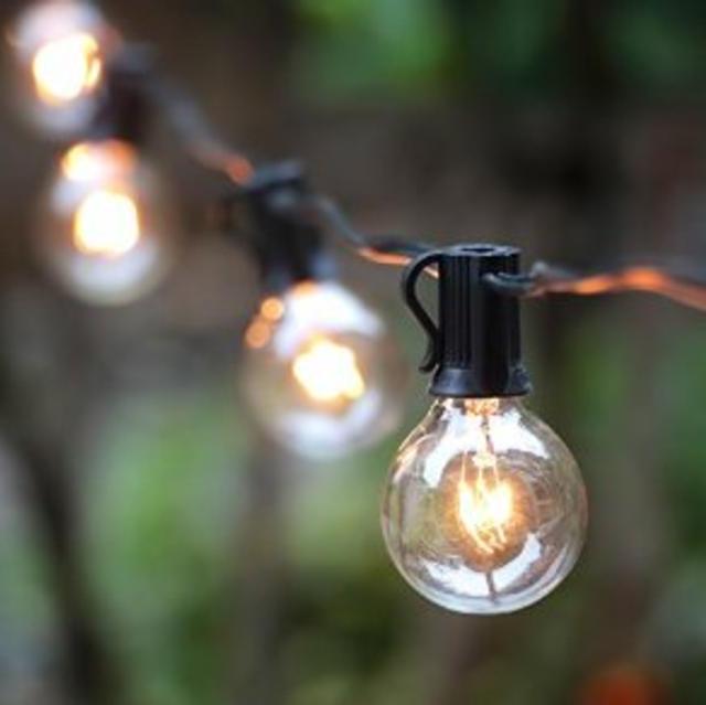 Outdoor Patio String Lights in Black Wire