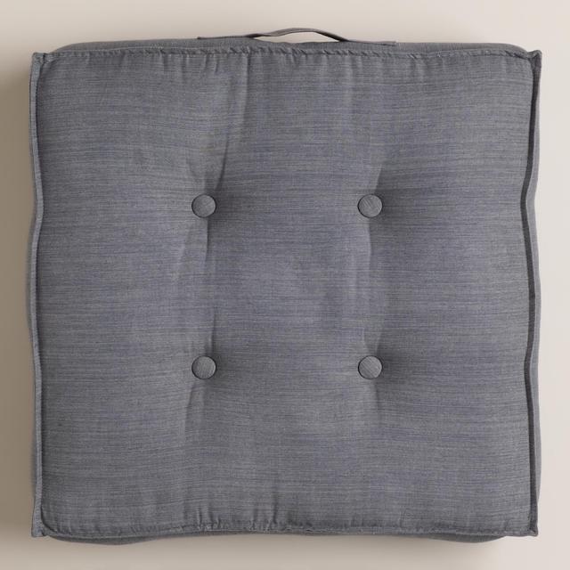 Gray Khadi Tufted Floor Cushion