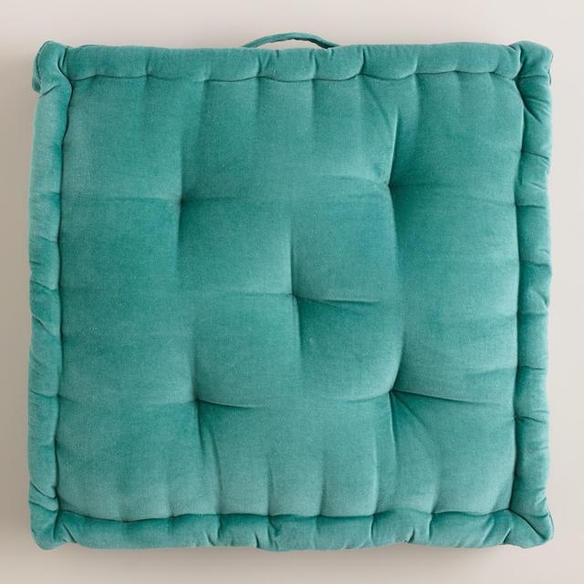 Aqua Velvet Floor Cushion