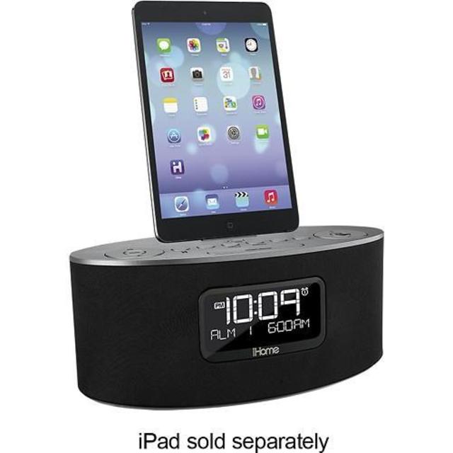 iHome - Stereo FM Dual-Alarm Clock Radio - Gunmetal