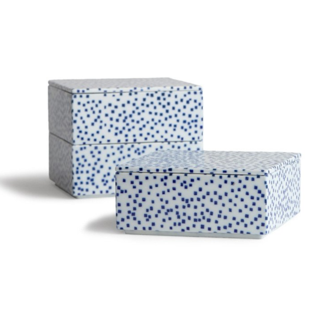Porcelain Box - Blue Squares