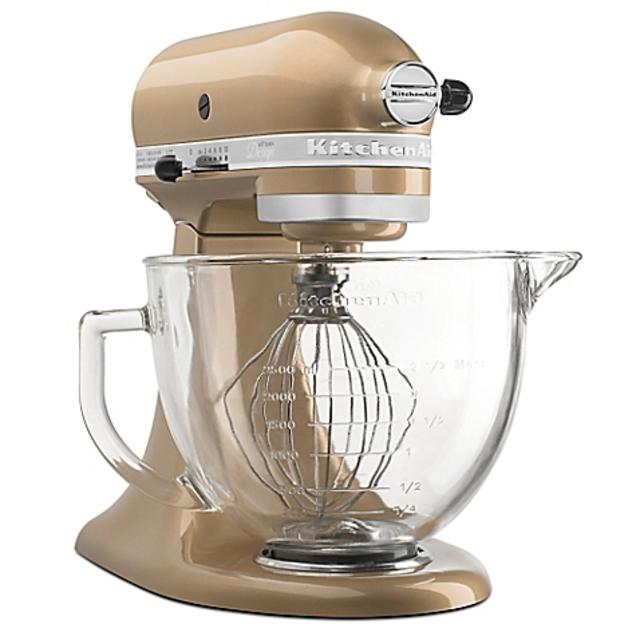 KitchenAid® 5 qt. Artisan® Design Series Stand Mixer with Glass Bowl in Champagne