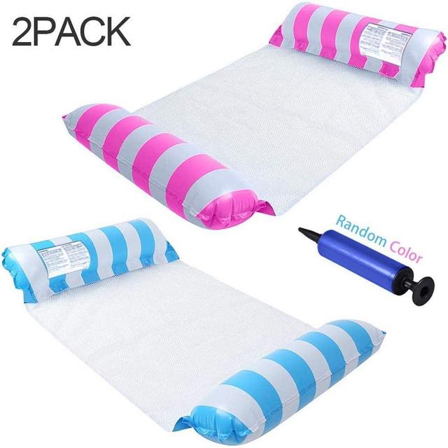 TABEST Water Hammock Inflatable Pool Float, Multi-Purpose Pool Float Hammock Portable Pool Lounger Chair Outdoor Toys for Adults with Hand Air Pump(Pink+Blue)