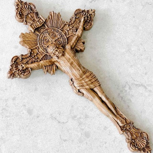 Carved Wooden Crucifix - with Base