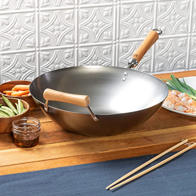 Joyce Chen Carbon Steel Wok, 14-Inch, Silver