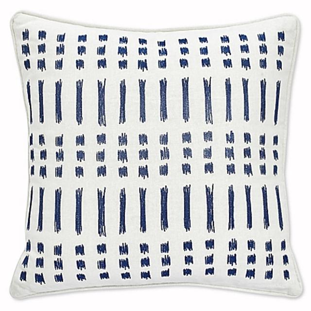 Under the Canopy® Amalfi Embroidered Ikat Throw Pillow in Ivory/Blue