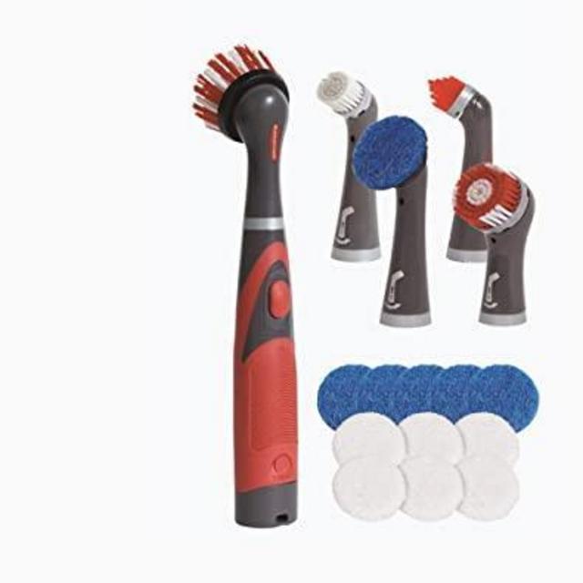 Rubbermaid 2124405 Cleaning Power Scrubber Complete Home Kit, 18 Pieces, Red and Gray