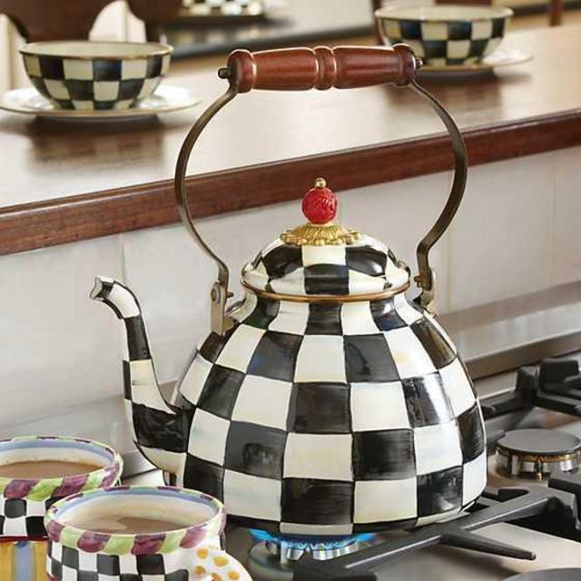 MacKenzie-Childs Courtly Check Enamel Tea Kettle - 2 Quart