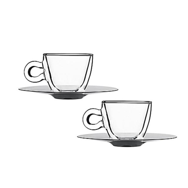 Luigi Bormioli Thermic Double-Wall Espresso Cups and Saucers (Set of 2)