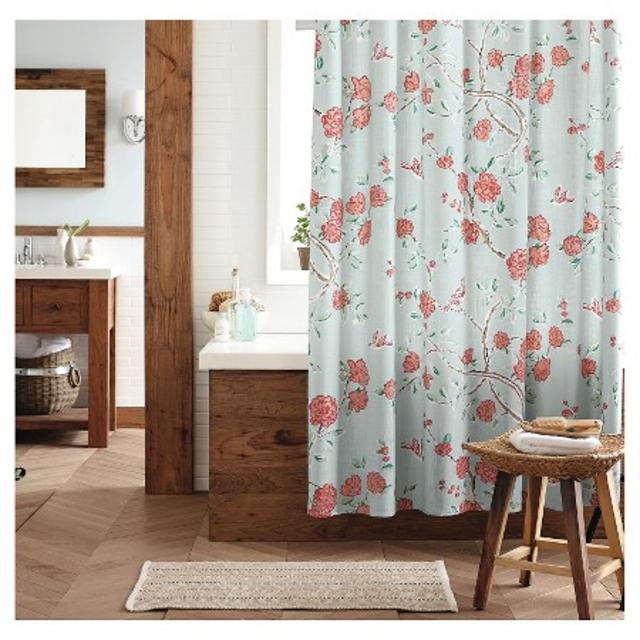Shower Curtain Floral Birds Blue - Threshold™
