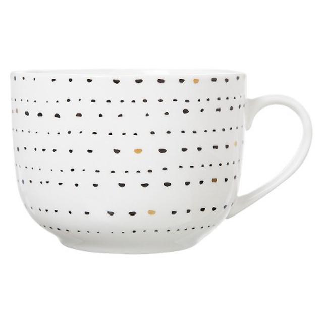 Clay Art Soup Mug 21oz Porcelain - White/Black Dots